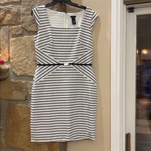 Ann Taylor Navy and White Striped Mini Dress